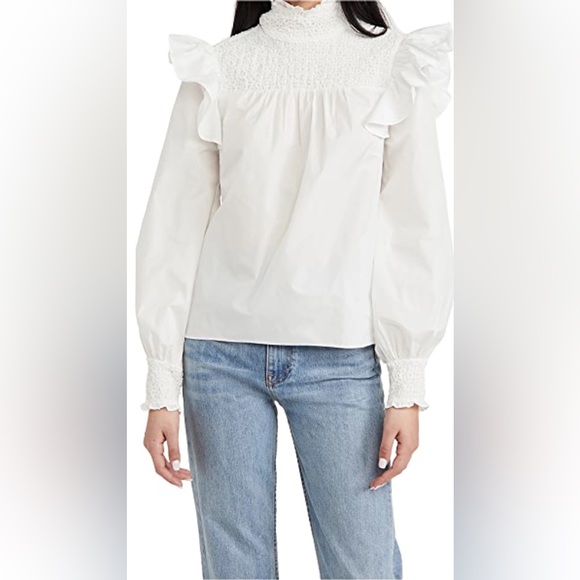 Cinq a Sept River Smocked Yoke Top in Ivory - NWT - Small - Picture 7 of 8